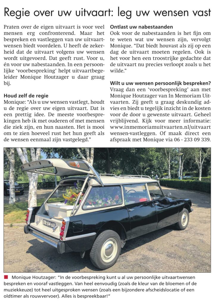 Regie over uw uitvaart - leg uw wensen vast